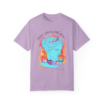 Who's Afraid of Little Old Me Goddess and Gemstones Short Sleeve Garment Dyed Tee Shirt Whitetop Arts