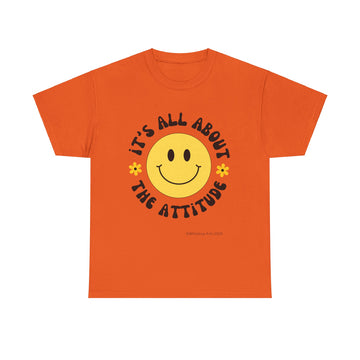 It's All About The Attitude Smiley Face Short Sleeve Cotton Tee Shirt Whitetop Arts