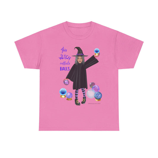 This Witch Collects Balls Halloween Crystal Balls Unisex Short Sleeve Cotton Tee Shirt Original Design