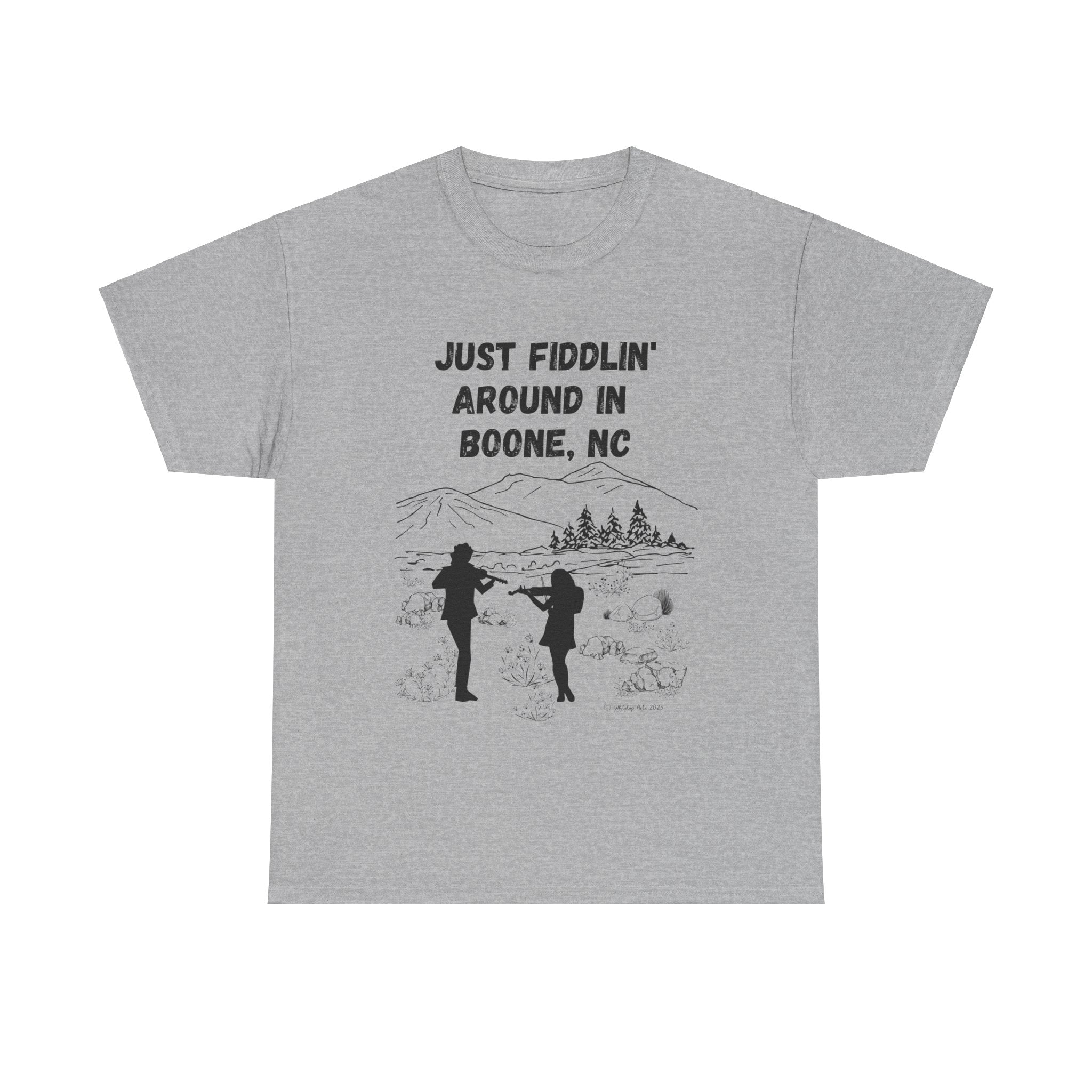 Just Fiddlin' Around in Boone, NC Unisex Short Sleeve Cotton Tee Shirt Whitetop Arts