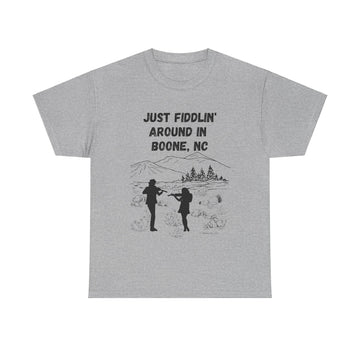 Just Fiddlin' Around in Boone, NC Unisex Short Sleeve Cotton Tee Shirt Whitetop Arts