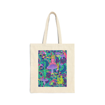 Psychedelic Sanctuary Cotton Canvas Tote Bag Grocery Bag Whitetop Arts