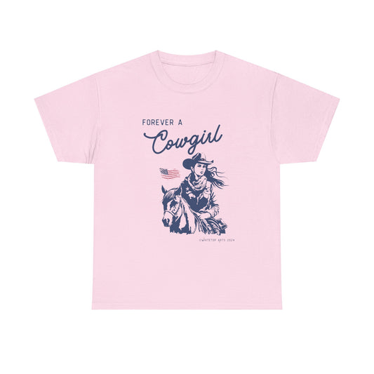 Forever A Cowgirl Short Sleeve Cotton Tee Shirt Whitetop Arts