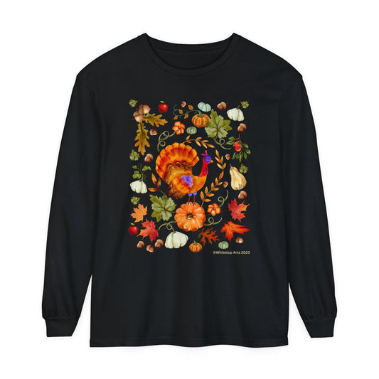 Fall Bounty Unisex Garment-dyed Long Sleeve T-Shirt Whitetop Arts