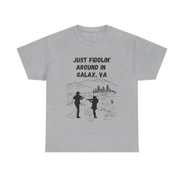 Just Fiddlin' Around In Galax, VA Unisex Short Sleeve Cotton Tee Shirt Whitetop Arts