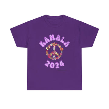 Kamala 2024 Retro Print Short Sleeve Tee Shirt With Peace Sign Whitetop Arts