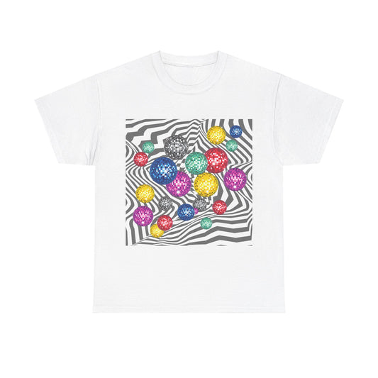 Trippy Disco Balls Design Unisex Short Sleeve Cotton Tee Shirt Whitetop Arts