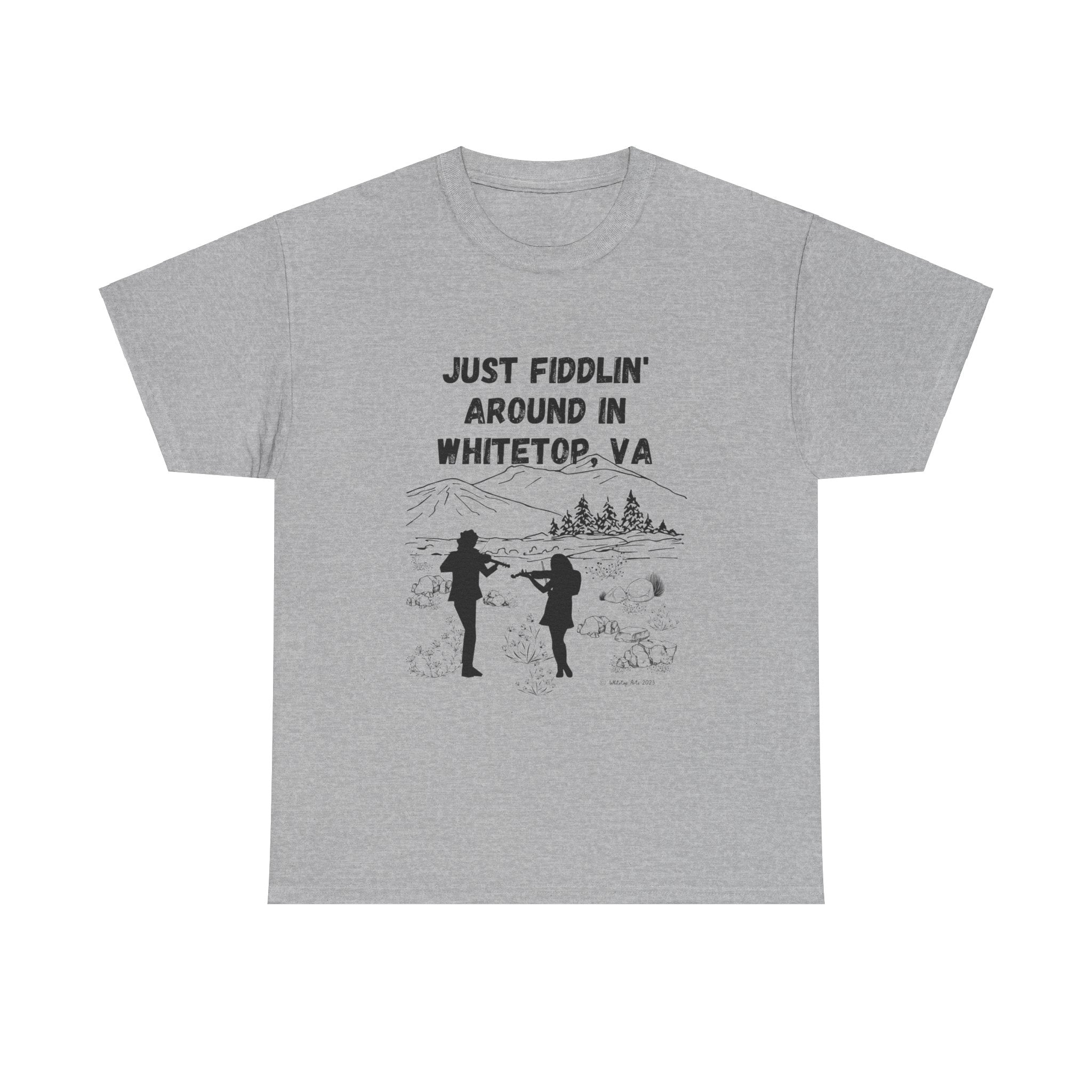 Just Fiddling' Around in Whitetop VA Unisex Short Sleeve Cotton Tee Shirt Whitetop Arts