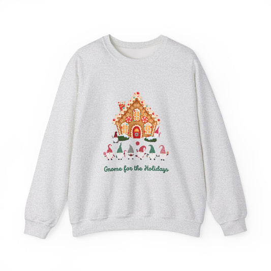 Gnome For The Holidays Unisex Heavy Crewneck Sweatshirt, Christmas, Gift for her, Gift for Him, Holiday, Festive, Cutesy, Candy, Santa