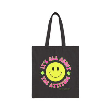 It's All About The Attitude Cotton Canvas Tote Bag in Black or Natural Original Design Whitetop Arts