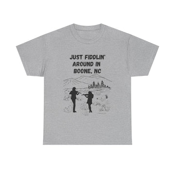 Just Fiddlin' Around in Boone, NC Unisex Short Sleeve Cotton Tee Shirt Whitetop Arts