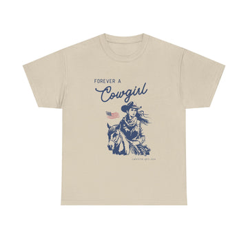 Forever A Cowgirl Short Sleeve Cotton Tee Shirt Whitetop Arts