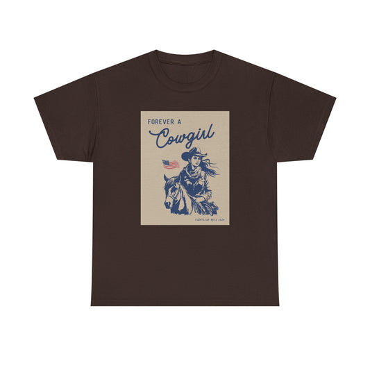 Forever A Cowgirl Comfy Short Sleeve Cotton Tee Shirt Whitetop Arts