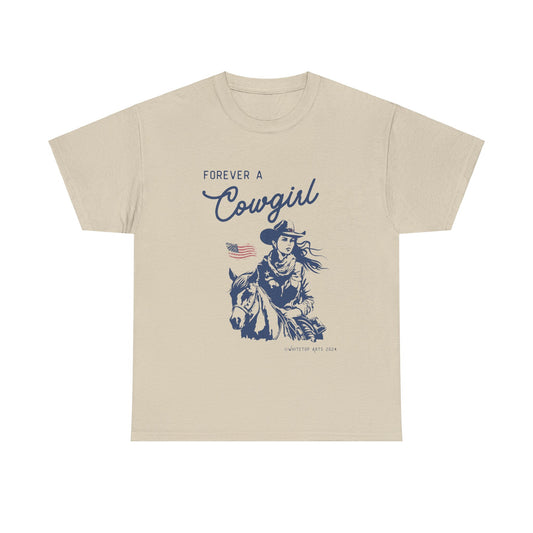 Forever A Cowgirl Short Sleeve Cotton Tee Shirt Whitetop Arts