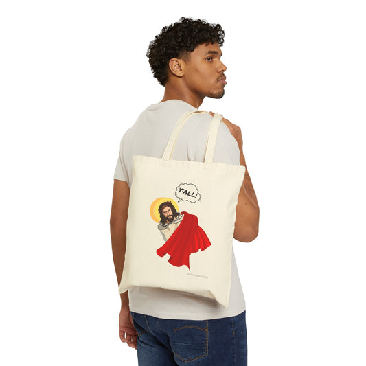 Angry Jesus Cotton Canvas Tote Bag 15" x 16" Whitetop Arts