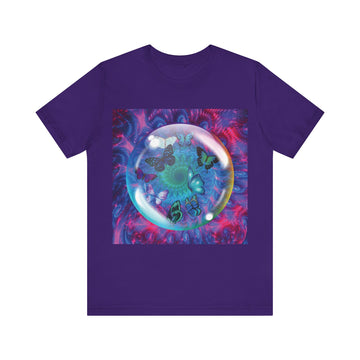 Butterflies in a Bubble Psychedelic Design Unisex Jersey Short Sleeve Tee Shirt Whitetop Arts