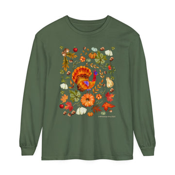 Fall Bounty Unisex Garment-dyed Long Sleeve T-Shirt Whitetop Arts