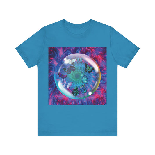 Butterflies in a Bubble Psychedelic Design Unisex Jersey Short Sleeve Tee Shirt Whitetop Arts