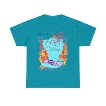 Goddess Who's Afraid of Little Old Me Crystals Flames Short Sleeve Cotton Tee Shirt Whitetop Arts