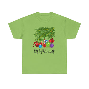 Elf By Himself Unisex Short Sleeve Heavy Cotton Tee Shirt Christmas Funny Design Gift Idea Three Colors