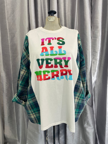 It's All Very Merry Oversized Tee + Cotton Long Sleeve Shirt Sleeves