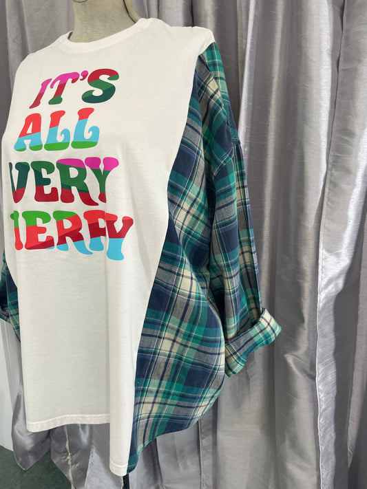 It's All Very Merry Oversized Tee + Cotton Long Sleeve Shirt Sleeves