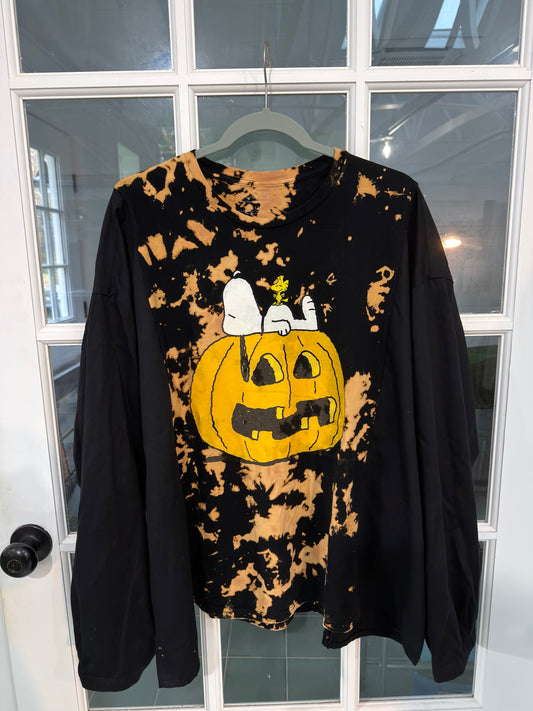 Halloween Snoopy Upcycled Long Sleeve Shirt